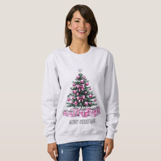 Pink Glam Ornamente Weihnachtsbaum & Geschenke Sweatshirt (Vorne ganz)
