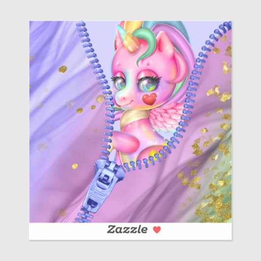 Pink Glam Pastel White Unicorn Flüchtige Blick-A-B Aufkleber (Blatt)