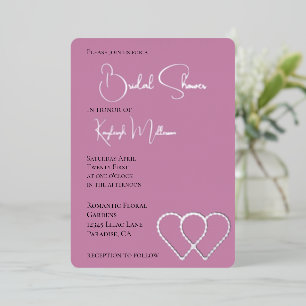 Pink Glam Pearl Two Hearts Brautparty Folieneinladung