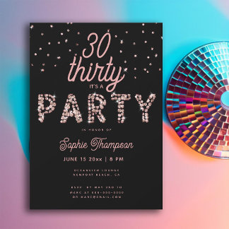 Pink Glam Rhinestones Kalligraphie 30. Geburtstag Einladung