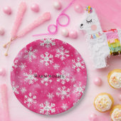 Pink Glam Snowflakes Weihnachten Pappteller (Party)