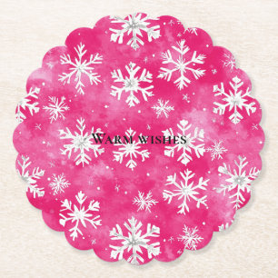 Pink Glam Snowflakes Weihnachten Untersetzer