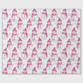 Pink Glam Snowman Snowwoman Christmas Geschenkpapier (Flach)