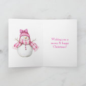 Pink Glam Snowman Snowwoman Christmas Karte (Innenseite)