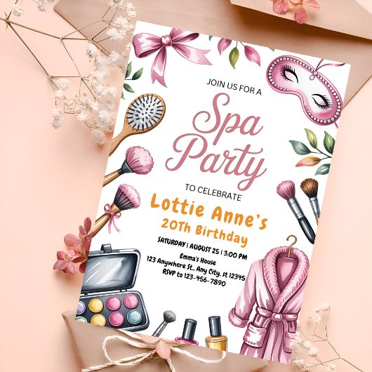 Pink Glam Spa Party Einladung