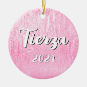 Pink Glam Textur Personalisiert Keramik Ornament (Vorne)