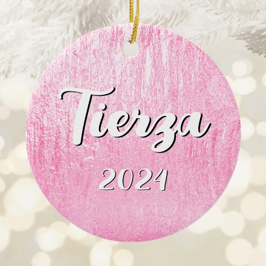 Pink Glam Textur Personalisiert Keramik Ornament