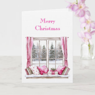 Pink Glam Weihnachtsbäume Fenster Karte