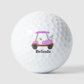 Pink Glamour Holz Textur Golf Cart mit Namen Golfball (Vorderseite)