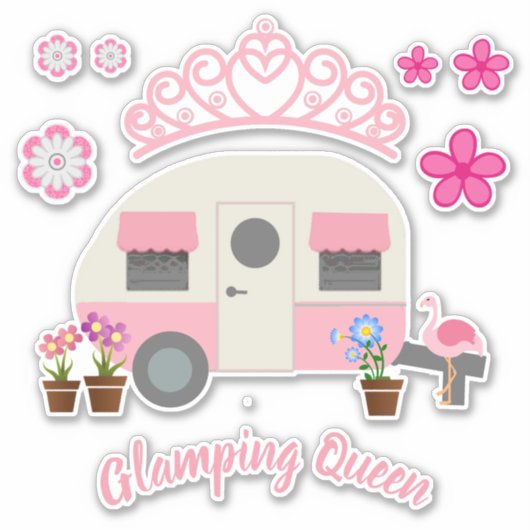 Pink Glamping Queen Sticker Set (Vorderseite)