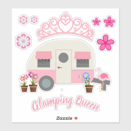 Pink Glamping Queen Sticker Set (Blatt)