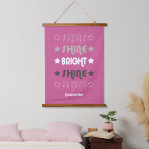Pink Glanz. Glanz. Hell. Glanz. Glanz. Wandteppich Mit Holzrahmen