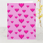 Pink Glass Heart gepolstert Vertikal anpassbar Karte (Gelbe Blume)