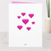 Pink Glass Heart gepolstert Vertikal anpassbar Karte (Rückseite)