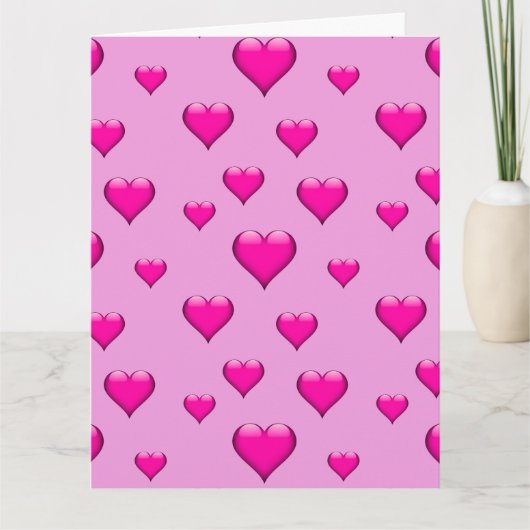 Pink Glass Heart gepolstert Vertikal anpassbar Karte (Vorderseite)