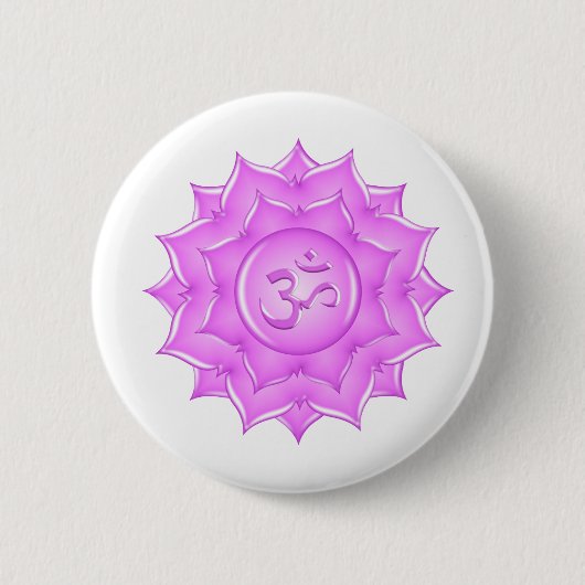 Pink Glass Lotus Blume Om Symbol Zeichnend Button (Vorderseite)