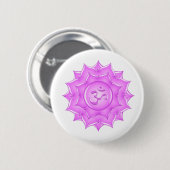 Pink Glass Lotus Blume Om Symbol Zeichnend Button (Vorne & Hinten)