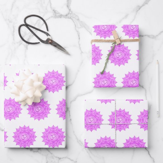 Pink Glass Lotus Blume Om Symbol Zeichnend Geschenkpapier Set (Vorderseite)