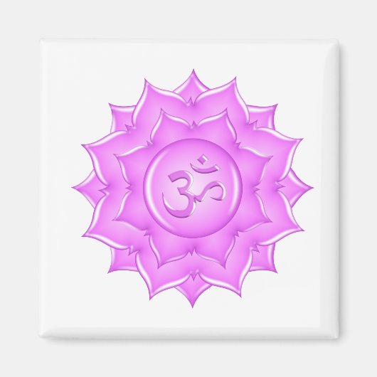 Pink Glass Lotus Blume Om Symbol Zeichnend Magnet (Vorne)