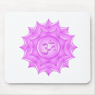 Pink Glass Lotus Blume Om Symbol Zeichnend Mousepad