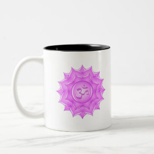 Pink Glass Lotus Blume Om Symbol Zeichnend Zweifarbige Tasse