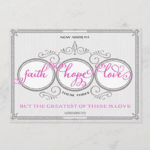 Pink Glaube Hoffnung Liebe Hochzeitseinladung Einladung