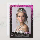 Pink Glimmer Pageant Autogrammkarte | QR Code Einladung (Vorderseite)