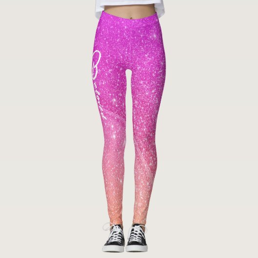 Pink Glitted Typografy Leggins (Vorderseite)