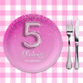 "Pink Glitter 5th Birthday Party –Fabulous at Five Pappteller