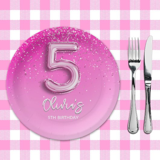 "Pink Glitter 5th Birthday Party –Fabulous at Five Pappteller
