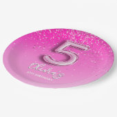 "Pink Glitter 5th Birthday Party –Fabulous at Five Pappteller (Schrägansicht)