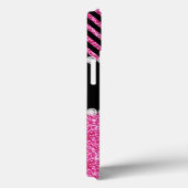 Pink Glitter Black Chevron MonogramMED Case-Mate iPhone Hülle (Rückseite / Rechts)