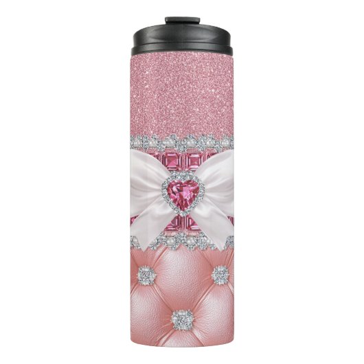 Pink Glitter Bling Thermosbecher (Vorderseite)