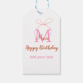 Pink glitter bow add name letter monogram birthday geschenkanhänger (Rückseite)