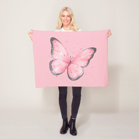 pink glitter butterfly fleecedecke (Beispiel)
