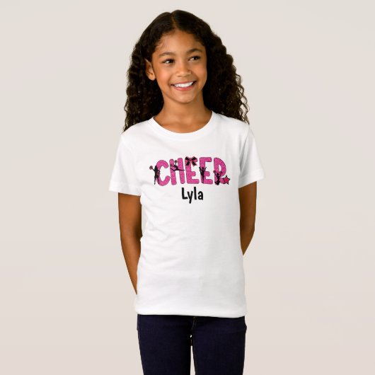 Pink Glitter Cheerleader Cheer Persönlich T-Shirt (Vorne ganz)
