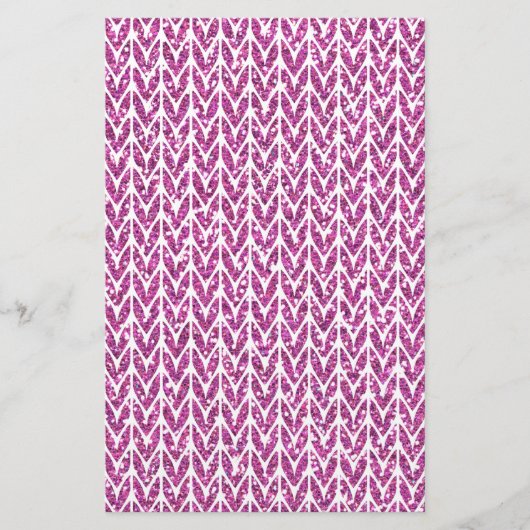 Pink Glitter Chevrons Knit Pattern Print Briefpapier (Vorderseite)