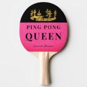 Pink Glitter Crown Table Tennis Queen Glam Custom Tischtennis Schläger (Rückseite)