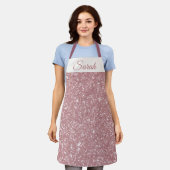 Pink Glitter Custom Name Kitchen Apron Schürze (Getragen)