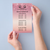 Pink Glitter Dripps EYELASH SALON SERVICE LIST Flyer (Handgriff)