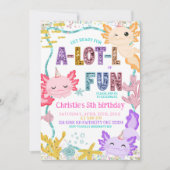 Pink Glitter girl Axolotl birthday invitation Einladung (Vorderseite)