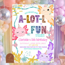 Pink Glitter girl Axolotl birthday invitation Einladung