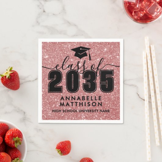 Pink Glitter Graduation Serviette (Beispiel)
