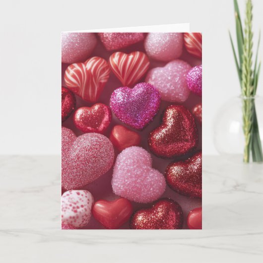 Pink Glitter Hearts Design Valentine’s Day Card Karte (Vorderseite)