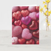 Pink Glitter Hearts Design Valentine’s Day Card Karte (Gelbe Blume)
