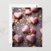 pink glitter hearts for valentine`s day postkarte (Vorne/Hinten)