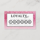 Pink Glitter Makeup Artist Hair Salon Loyalty Card Visitenkarte (Rückseite)