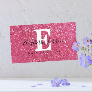Pink Glitter Makeup Artist Hair Salon Loyalty Card Visitenkarte