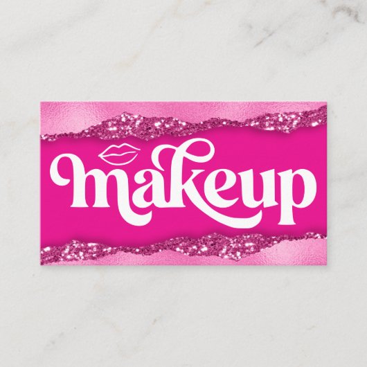Pink Glitter Makeup Artist Studio Visitenkarte (Vorderseite)