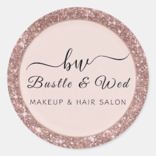 Pink Glitter Makeup Friseursalon Runder Aufkleber